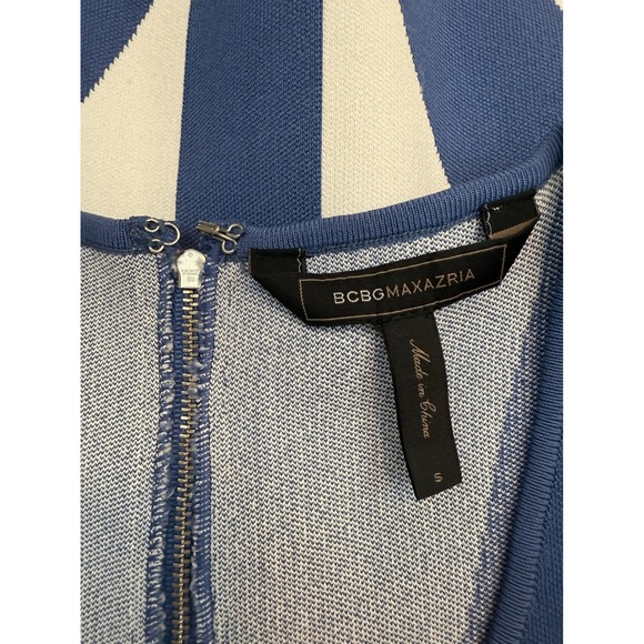 BCBGMaxAzria Evinna Blue & White Geometric Jacquard Sheath Dress – Size Small - Picture 5 of 7